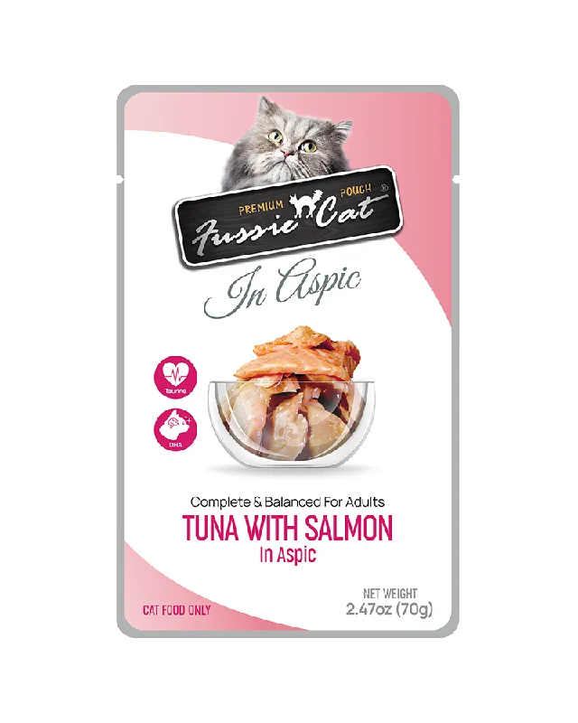 Fussie Cat Pouch Tuna with Salmon in Aspic Wet Cat Food 2.47oz