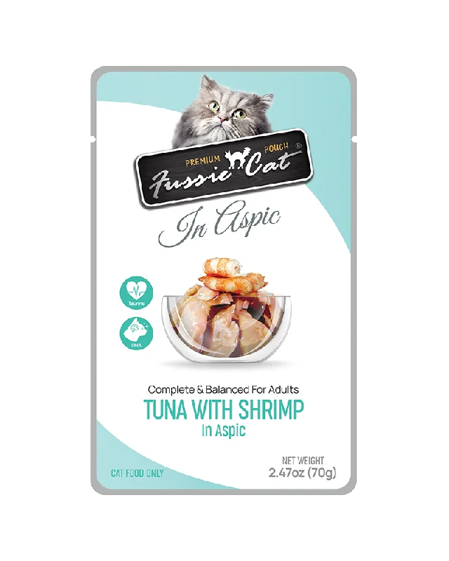 Fussie Cat Pouch Tuna with Shrimp in Aspic Wet Cat Food 2.47oz